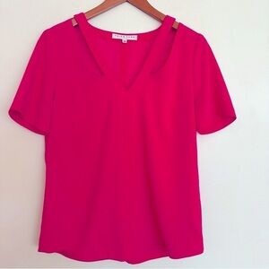 Trina Turk Hot Pink Short Sleeve Top Size Medium
